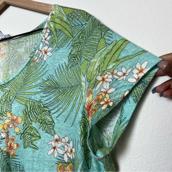 J. Jill Women Love Linen Top Large Petite Resort Vacation Paradise Tropical - Picture 2 of 10